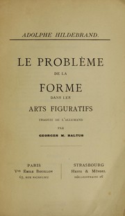 Cover of: Le problème de la forme dans les arts figuratifs by Adolf von Hildebrand