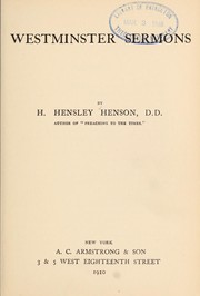 Cover of: Westminster sermons by Hensley Henson