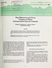 Cover of: Past diameters and gross volumes of plains cottonwood in eastern Colorado | C.B. Edminster