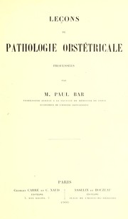 Cover of: Le©ʹons de pathologie obst©♭tricale
