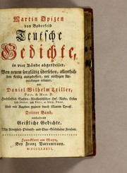 Cover of: Martin Opizen von Boberfeld teutsche Gedichte, in vier Bände abgetheilet