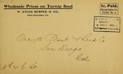 Cover of: Wholesale prices for turnip, winter radish, and spinach seed by W. Atlee Burpee Company