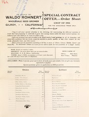 Cover of: Special contract offer order sheet: crop of 1906 for the wholesale trade only