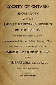 Cover of: County of Ontario by J. E. Farewell, J. E. Farewell