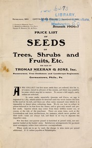 Cover of: Price list of seeds of trees, shrubs and fruits, etc