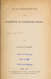 Cover of: U ber die entstehungsverha ltnisse der constitutio de expeditione romana