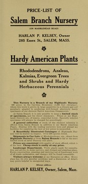 Cover of: Price-list of Salem Branch Nursery: hardy American plants