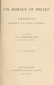 Cover of: On behalf of belief: sermons preached in St. Paul's cathedral