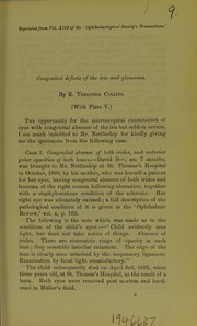 Cover of: Congenital effects of the iris and glaucoma