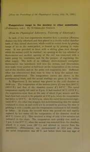 Cover of: Temperature range in the monkey in ether anaesthesia: preliminary note