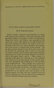 Cover of: On the minute anatomy of the pyramidal cataract