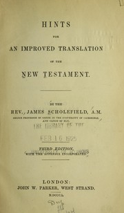 Cover of: Hints for an improved translation of the New Testament