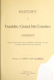 Cover of: History of Franklin and Grand Isle counties