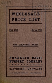 Cover of: Wholesale price list: (for nurserymen and dealers only)