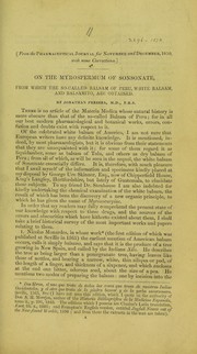 Cover of: On the myrospermum of sonsonate, from which the so-called balsam of Peru, white balsam and balsamito, are obtained