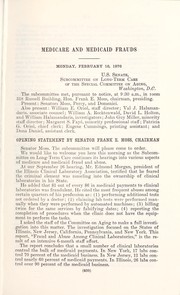 Cover of: Medicare and Medicaid frauds: joint hearing before the Subcommittee on Long-Term Care and the Subcommittee on Health of the Elderly of the Special Committee on Aging, United States Senate, Ninety-fourth Congress, first[-second] session.