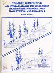 Cover of: Tables of geometry for low-standard roads for watershed management considerations, slope staking, and end areas