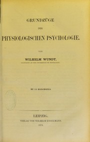 Cover of: Grundzuge der physiologischen Psychologie by Wilhelm Max Wundt