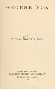 Cover of: George Fox by Hodgkin, Thomas