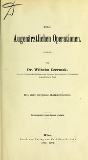 Cover of: Die augen©Þrztlichen Operationen