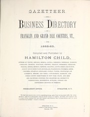 Cover of: Gazetteer and business directory of Franklin and Grand Isle counties, Vt., for 1882-83