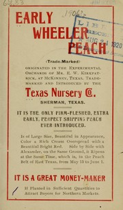 Cover of: Early Wheeler peach