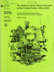 Cover of: An analysis of the water situation in the United States, 1989-2040