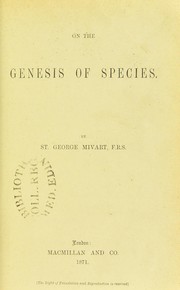 Cover of: On the genesis of the species