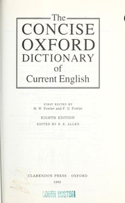 Cover of: The Concise Oxford Dictionary of Current English: with thumb index