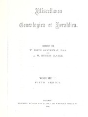 Cover of: Miscellanea genealogica et heraldica by W. Bruce Bannerman, A. W. Hughes Clarke