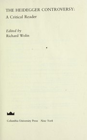 Cover of: The Heidegger controversy: a critical reader