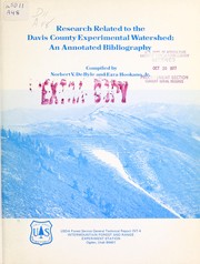 Cover of: Research related to the Davis County experimental watershed: an annotated bibliography
