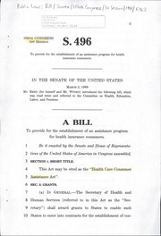 Cover of: A bill to provide for the establishment of an assistance program for health insurance consumers | United States. Congress. Senate