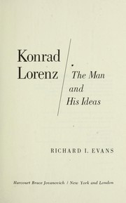 Cover of: Konrad Lorenz: the man and his ideas