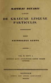 Liber de Graecae linguae particulis by Matthaeus Devarius