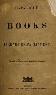 Cover of: Catalogue of books in the Library of Parliament