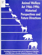 Cover of: Animal Welfare Act 1966-1996 by edited by Michael Kreger, D'Anna Jensen, and Tim Allen.