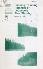 Cover of: Ranking thinning potential of lodgepole pine stands