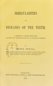 Cover of: Irregularities and diseases of the teeth