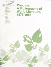 Cover of: Populus: a bibliography of world literature, 1975-1988