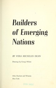 Cover of: Builders of emerging nations. by Vera Micheles Dean