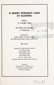 Cover of: A SHORT STRAIGHT LOOK AT ALCOHOL.