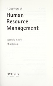 A dictionary of human resource management by Edmund Heery, Mike Noon
