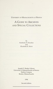 Cover of: University of Massachusetts at Boston, a guide to archives and special collections