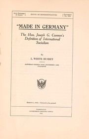 Cover of: "Made in Germany".: The Hon. Joseph G. Cannon's definition of international socialism