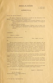 Cover of: Armenia: Correspondence between the President of the Armenian delegation and the Secretary-General: Resolution of the British League of Nations Union.