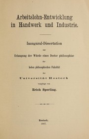 Cover of: Arbeitslohn-Entwicklung in Handwerk und Industrie by Erich Sperling