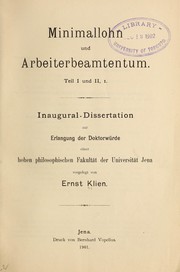 Cover of: Minimallohn und Arbeiterbeamtentum: Teil I und II, 1.