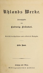 Cover of: Uhlands Werke. by Ludwig Uhland