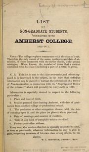 Cover of: List of non-graduate students connected with Amherst College, 1822-1871 by Amherst College